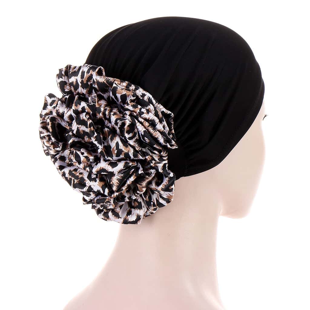 Nancy Mütze Schal Haartuch Frau Schwarz Leopard Chemo