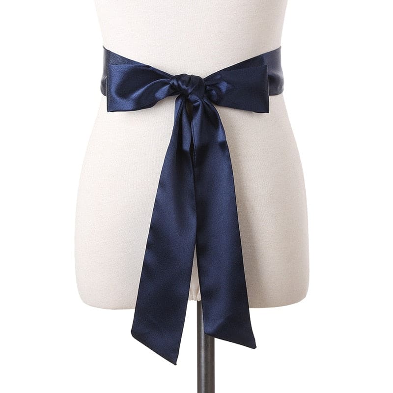 Marjorie Gürtel Halstuch Frau Kleid Hose Marineblau Uni