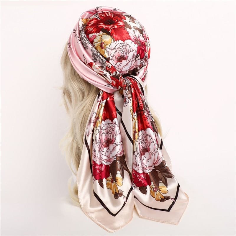 Coralie Kopftuch Haare Frau Rot Mit Blumenmuster