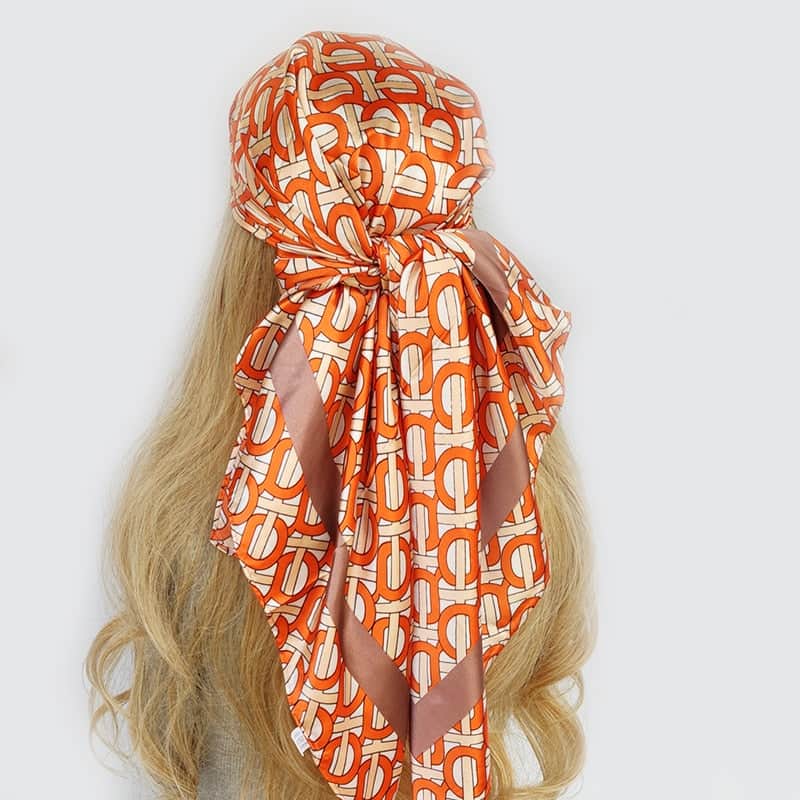 Melanie Kopftuch Haare Frau Orange Muster Bronze
