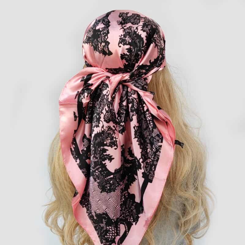 Lea Kopftuch Haare Frau Rosa Spitze Schwarz