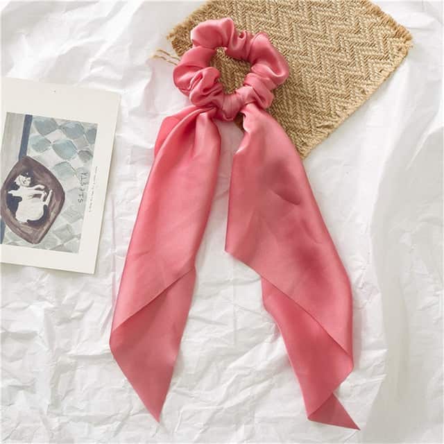 Haargummi Schal Uni Rosa