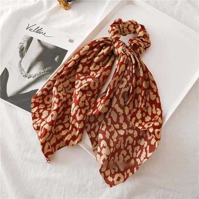 Haargummi Schal Leopard Gold & Lila