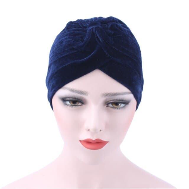 Halstuch Chemo-Mütze Blau - Samt