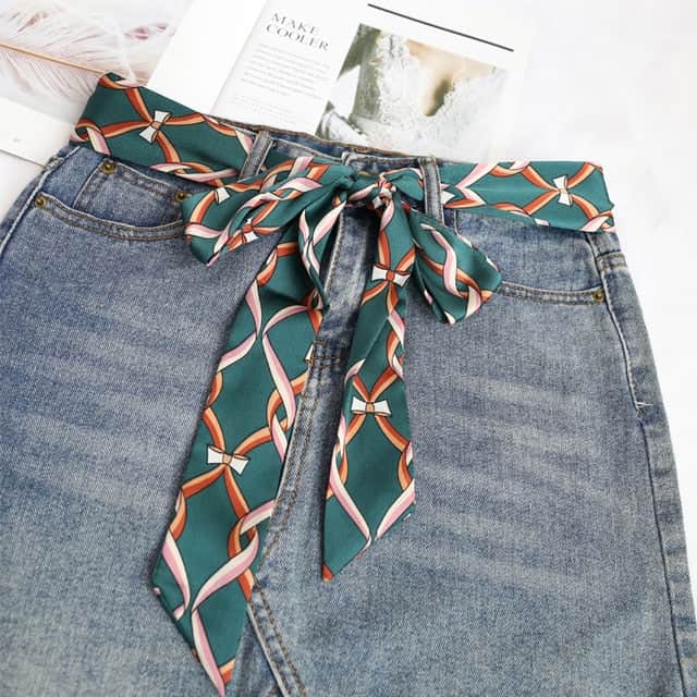 Gürtel Schal Frau Hose Kleid Grün Gemustert