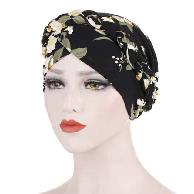 Turbantuch Chimio Schwarz - Floral