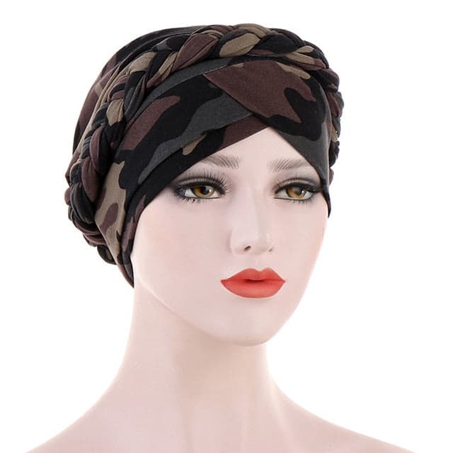 Kopftuch Haare Turban Mode Chemo Braun Militär