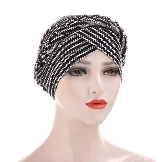 Arlette Kopftuch Haare Turban Modern Chemo Schwarz Weiß