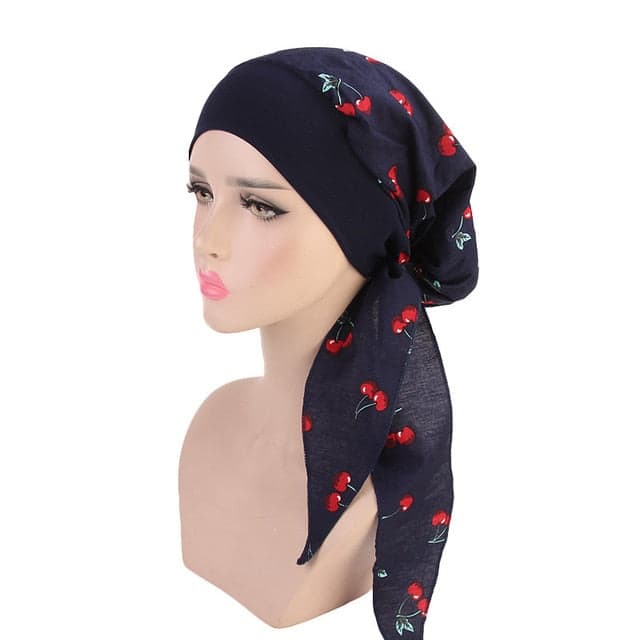 Lucie Haartuch Frau Chemo Marineblau Gemustert