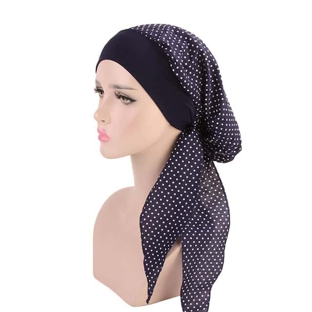 Anaïs Kopftuch Haare Frau Modern Chemo Marineblau Gepunktet