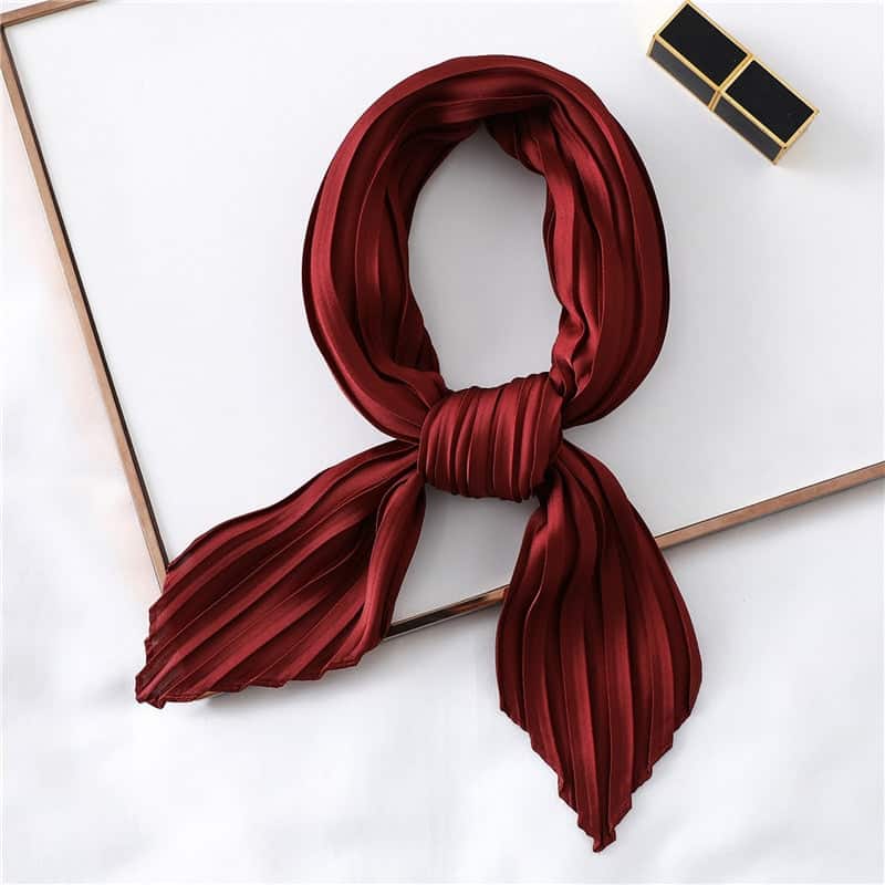 Damen-Haartuch Satin Plissiert Chemo Bordeaux Uni