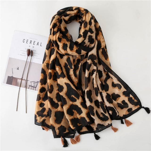Kopftuch Für Frau 180 Beige - Ingeborg Leopard