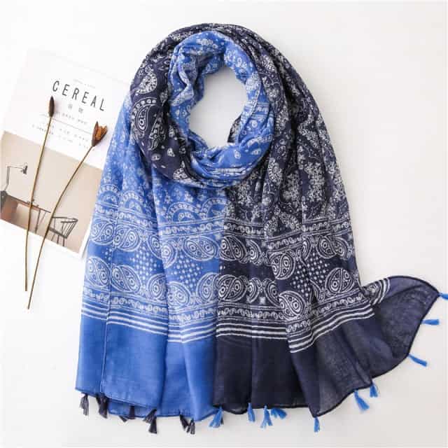 Damenschal 180 Blau - Borghild Böhmisch