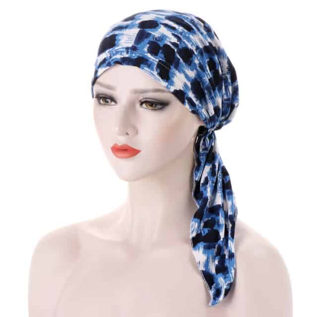 Inaya Kopftuch Haare Frau Mode Chemo Blau Gemustert